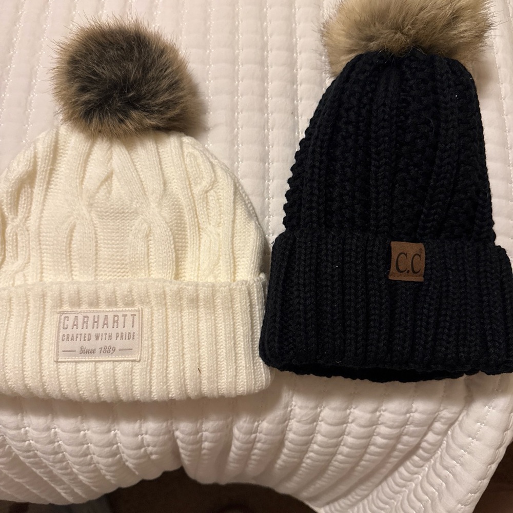 Carhartt Knit Beanie Set - White and Black